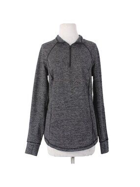 Torrid AW Sweater Sz 00 Black Gray Collared Half Zip Active Wear Sweater